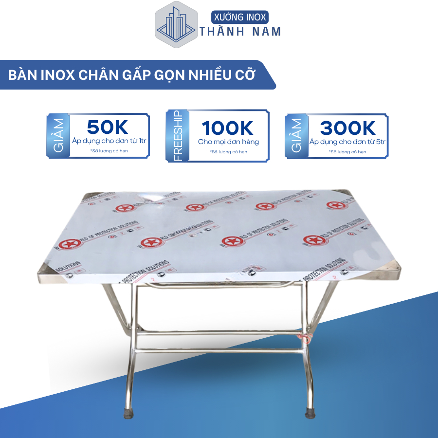 Bàn inox gấp gọn nhiều size cho gia đình
