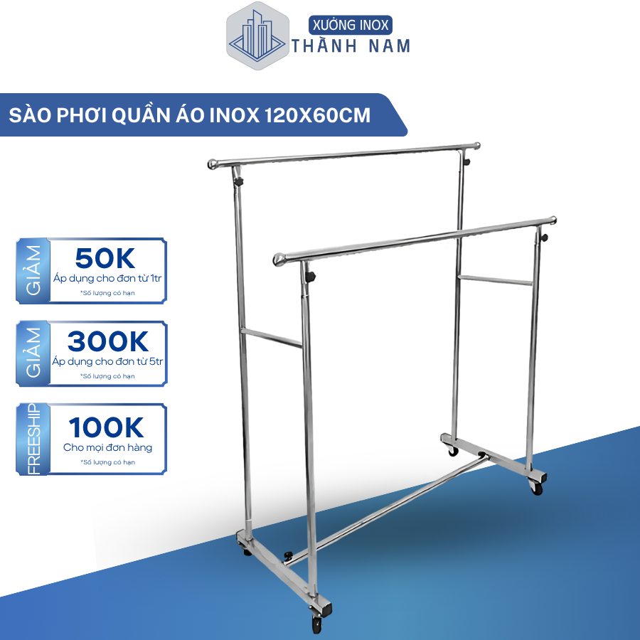 Sào phơi quần áo inox, Sào đôi, sào đơn treo đồ loại tốt bền đẹp chắc chắn cho gia đình