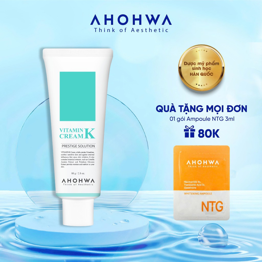 Kem Dưỡng Phục Hồi Ahohwa Vitamin K Cream - Phục Hồi Da Mỏng Đỏ, Giãn Mao Mạch, Làm Dịu Da, Mờ Sẹo