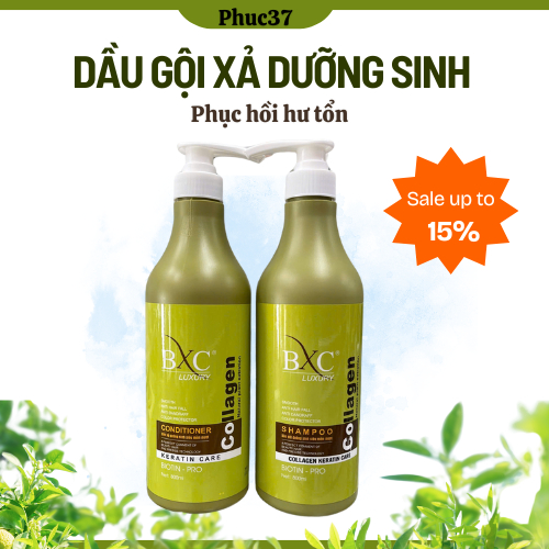 Gội Xả Colagen BXC Dưỡng Sinh phục hồi hư tổn giảm rụng tóc 800ml/chai