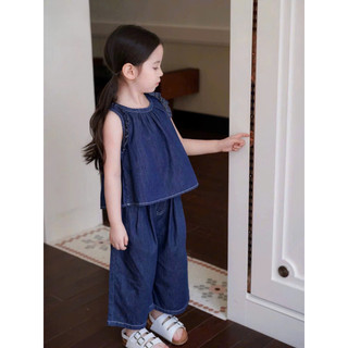 [B&G] Sét bộ dài hè jean hàn quốc năng động cá tính cho bé gái từ 12-45kg(2-12 tuổi)