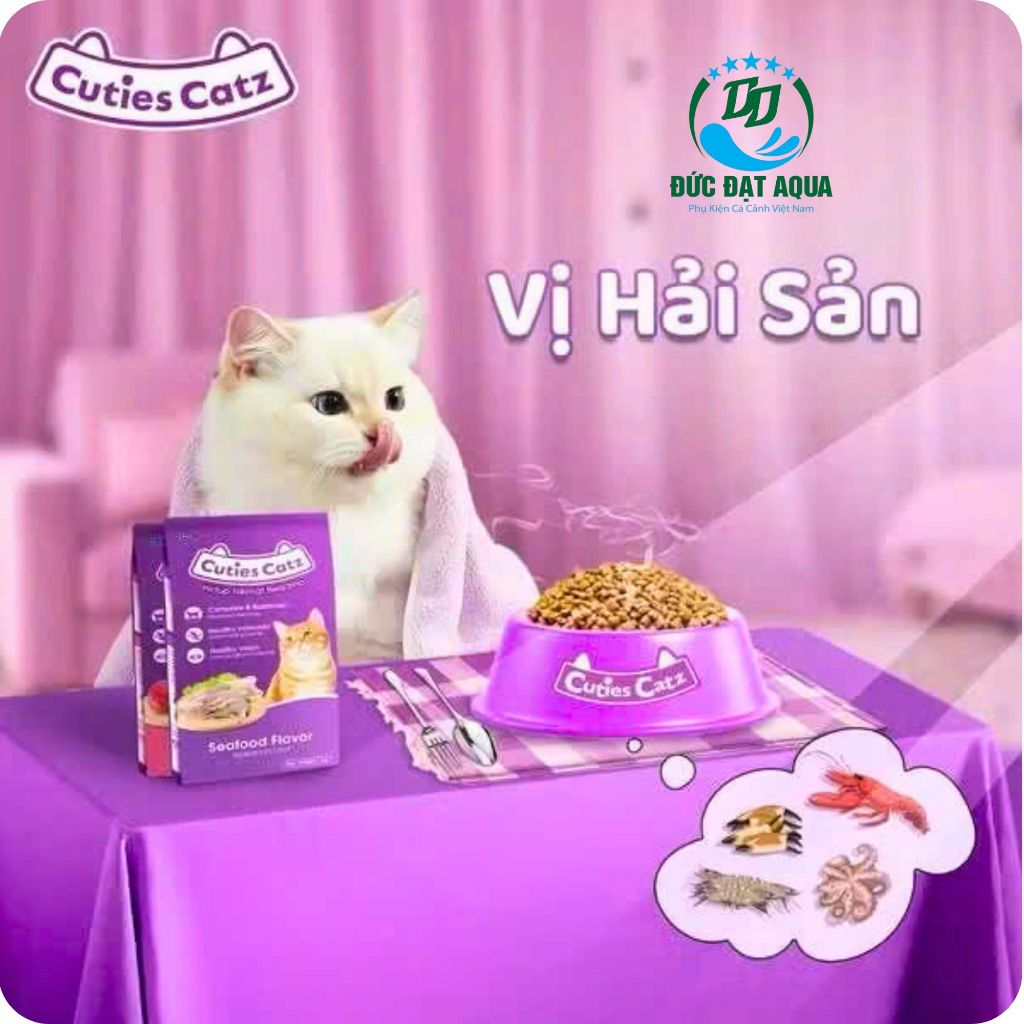 Thức Ăn Cho Mèo Hạt Cuties Catz Gói 1Kg Đủ Vị Hạt Mèo Trưởng Thành Thái Lan, date mới, hạt thơm 5