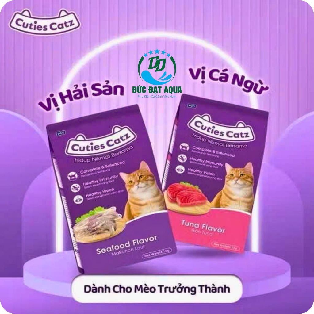 Thức Ăn Cho Mèo Hạt Cuties Catz Gói 1Kg Đủ Vị Hạt Mèo Trưởng Thành Thái Lan, date mới, hạt thơm 2
