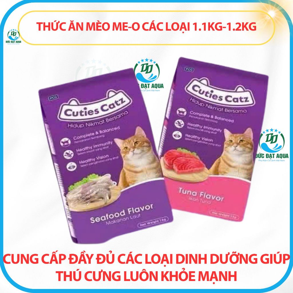 Thức Ăn Cho Mèo Hạt Cuties Catz Gói 1Kg Đủ Vị Hạt Mèo Trưởng Thành Thái Lan, date mới, hạt thơm