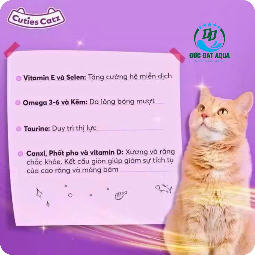 Thức Ăn Cho Mèo Hạt Cuties Catz Gói 1Kg Đủ Vị Hạt Mèo Trưởng Thành Thái Lan, date mới, hạt thơm 4