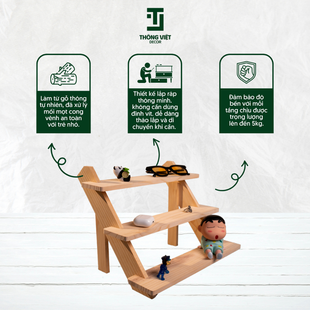 [TV-D013]Kệ Gỗ Mini Để Đồ Đa Năng 3-4 Tầng, Giá Trưng Bày Đồ Decor Trang Trí Bàn Học Nhỏ Gọn