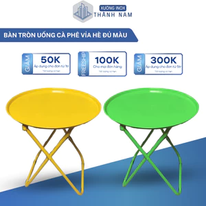 Bàn tròn chân xếp quán cafe, trà chanh, trà đá vỉa hè nhiều màu chất inox chắc chắn