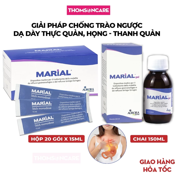 Gel giảm trào ngược Marial, Hỗ trợ chống trào ngược, bảo vệ phục hồi niêm mạc dạ dày, thực quản, ợ hơi, ợ chua, nóng rát