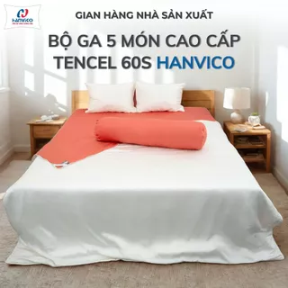 [Hanvico] BỘ GA 5 MÓN CAO CẤP LỤA TENCEL 60S – PHỐI 2 MÀU SANG TRỌNG CAM-BE (VERA) 1m6x2m 1m8x2m