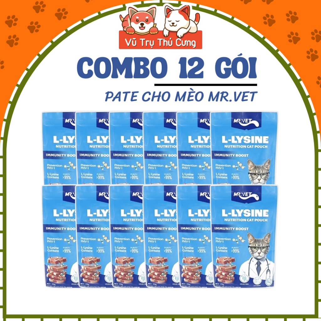 (Combo 12 Gói) Pate Cho Mèo Giàu Dinh Dưỡng Mr.Vet 70g