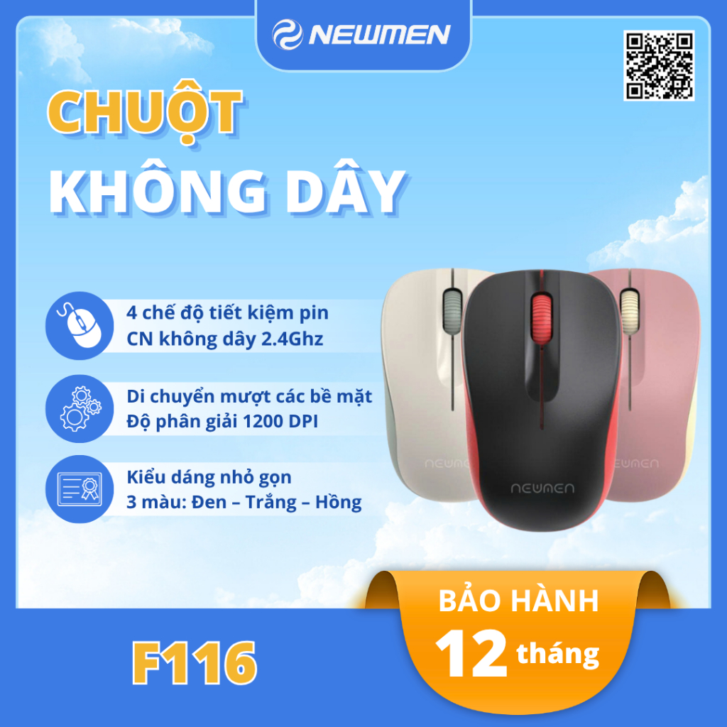 Chuột không dây Newmen F116 - Bảo hành 12 tháng - Kiểu dáng phong cách ...