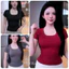 Áo thun cộc tay cổ vuông chất liệu tăm lạnh ôm body, dáng áo babytee tôn dáng phong cách hàn quốc