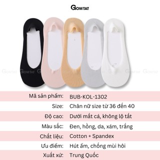 Combo 5 đôi tất đi giày lười nữ GOMTAT, có đệm silicon chống tuột gót, chất liệu cotton êm chân - BUB-KOL-1302-CB5