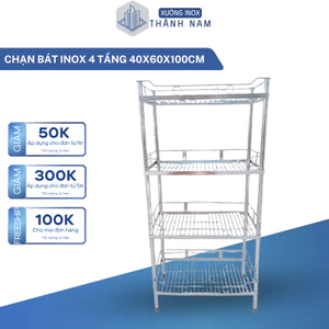 Chạn bát inox 4 tầng, kệ 4 tầng để chén đĩa 40x60x100cm để nhà bếp gia đình tiện lợi
