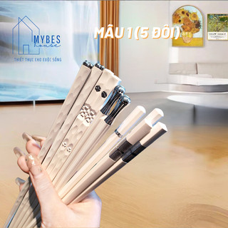 Bộ 5 đôi đũa hợp kim sợi thuỷ tinh kháng khuẩn không nấm mốc chịu được nhiệt độ cao hiện đại sang trọng