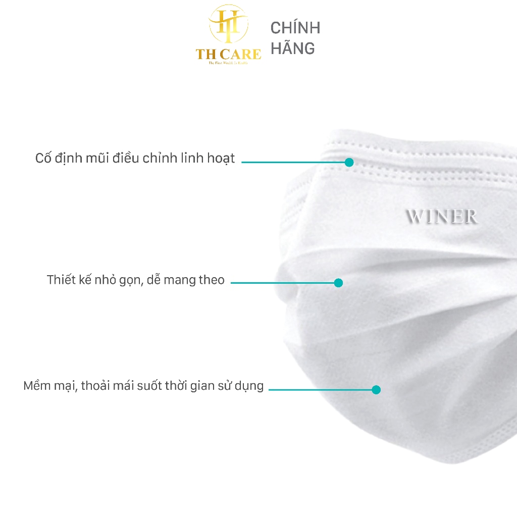 Combo 2 Hộp Khẩu trang y tế WINER 4 lớp lọc khuẩn. Mềm mịn, thun co giãn tốt.
