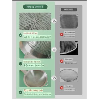 Rây Vợt 14/16/18cm Inox 304 Chống Gỉ Có Khoen Treo