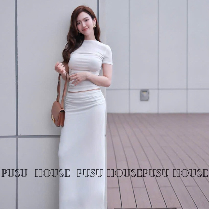 Set bộ nữ đi chơi thun ánh kim ôm body chân váy dài - PUSU HOUSE