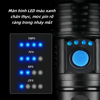 Đèn pin ngoài trời chống nước đèn pin sạc cầm tay 3 chế độ chiếu sángĐèn pin siêu sáng có Zoom xa gần pin trâu