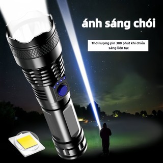 Đèn pin ngoài trời chống nước đèn pin sạc cầm tay 3 chế độ chiếu sángĐèn pin siêu sáng có Zoom xa gần pin trâu