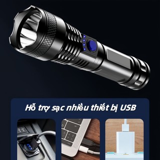 Đèn pin ngoài trời chống nước đèn pin sạc cầm tay 3 chế độ chiếu sángĐèn pin siêu sáng có Zoom xa gần pin trâu
