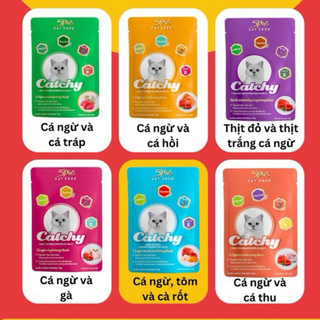 (Combo 12 Gói) Pate Catchy Cho Mèo Từ Thịt Thật 70g