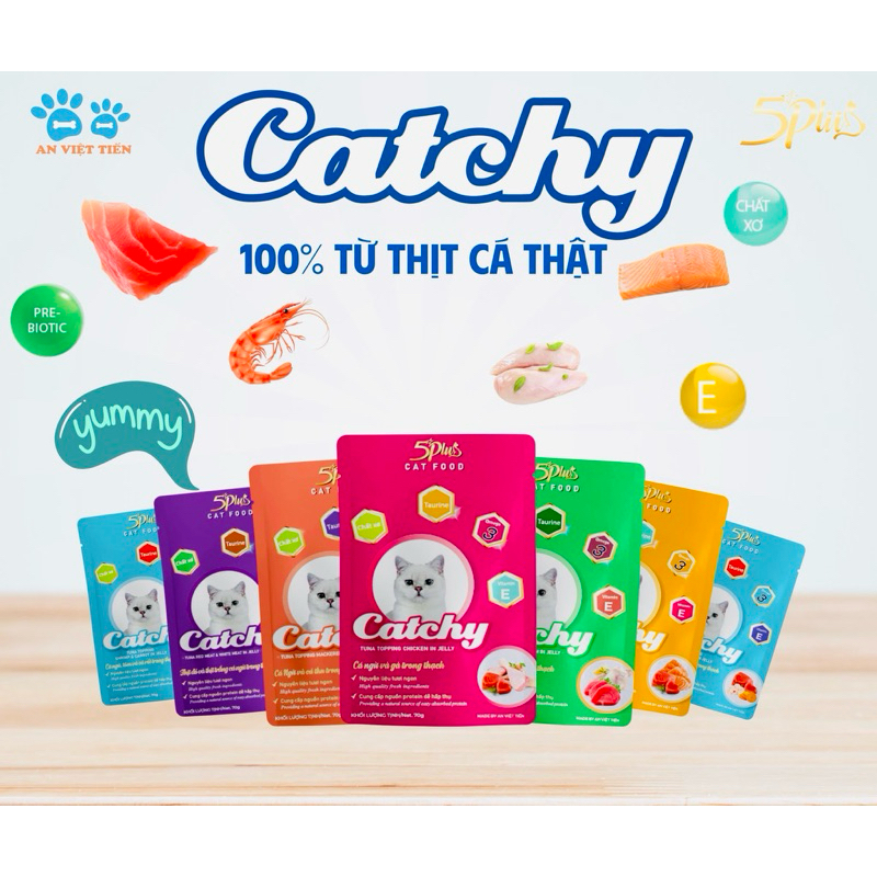 Pate cho Mèo Nhiều Dinh Dưỡng 5Plus Catchy 70g