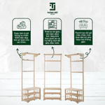[CHỐNG MỐC] Giá Gỗ Treo Quần Áo, Kệ Gỗ Kèm Kệ Để Giày Dép Decor, Kệ Treo Đồ Trang Trí Phòng Ngủ Phòng Khách TV-K002 — ảnh 5