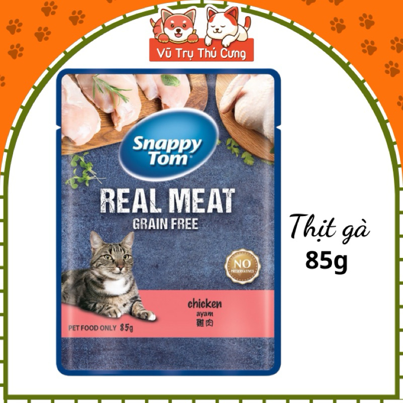 Combo 12 Gói Pate Mèo Snappy Tom Real Fish, Real Meat 85g