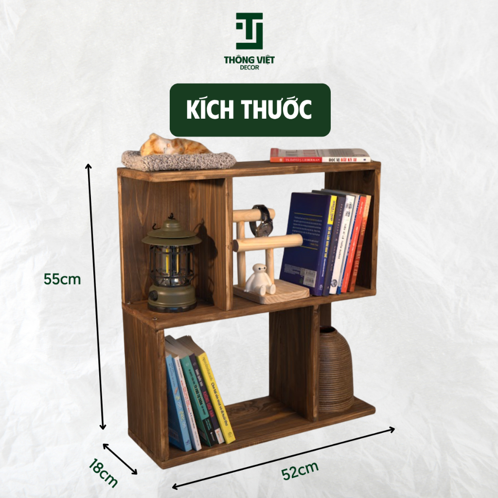 [TV-D004]Kệ Gỗ Trang Trí Kiêm Tủ Đầu Giường Hình Ziczac Để Sách Đồ Decor Phòng Ngủ Góc Làm Việc