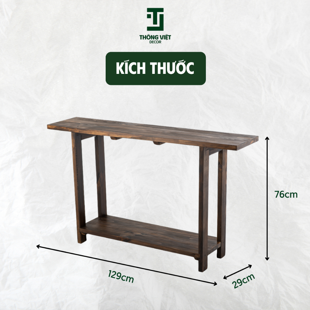 [TV-D008]Bàn Console Trang Trí Phòng Khách, Bàn Đặt Sảnh Kệ Trưng Bày Decor Phong Cách Tối Giản Gỗ Tự Nhiên