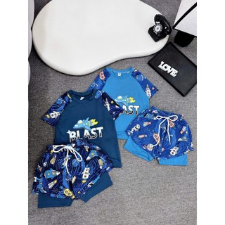 Đồ bơi bé trai quần đùi 2 lớp họa tiết tàu vũ trụ Blast ,Bộ quần áo bơi bé trai 13-55kg