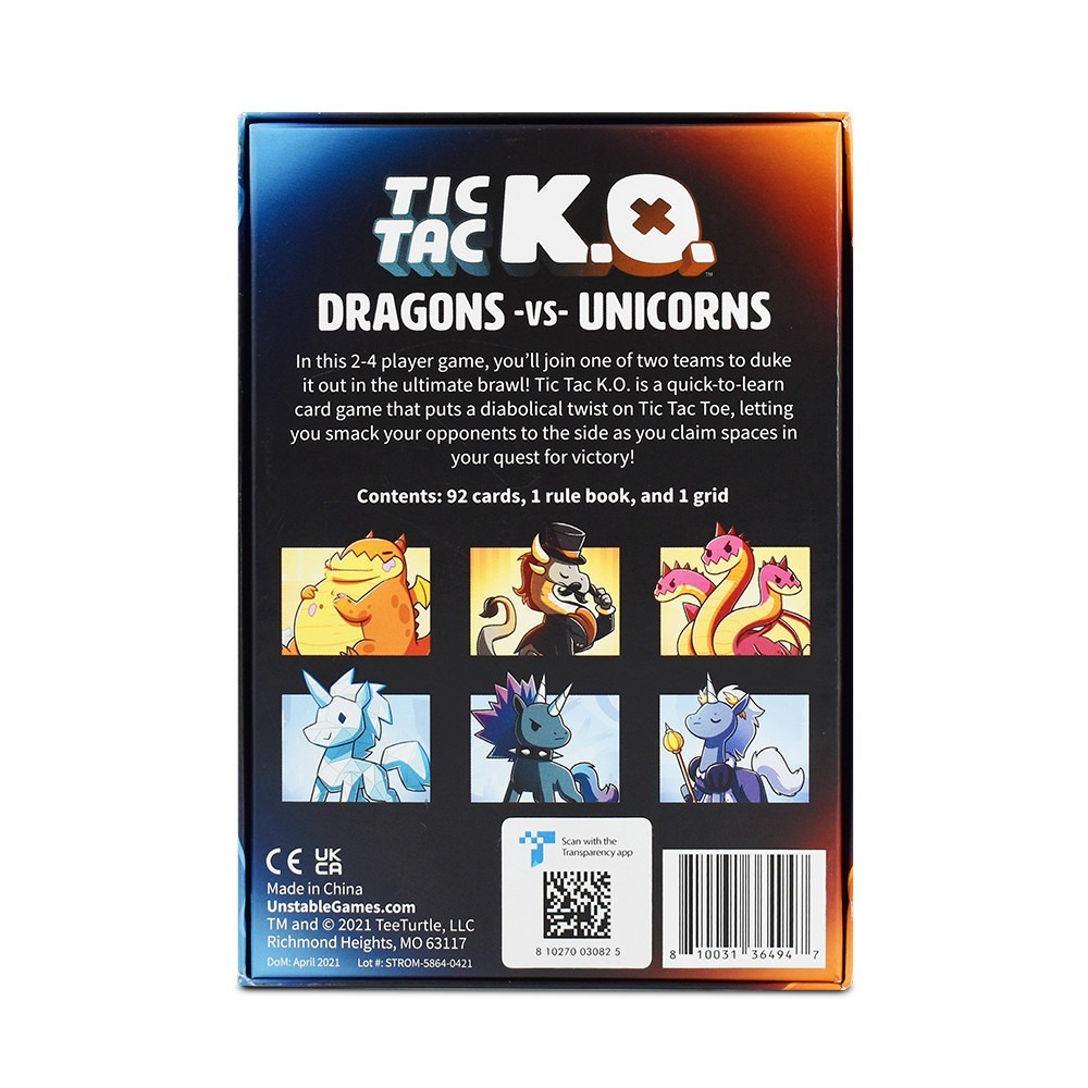 Boardgame Tic Tac KO: Dragons vs Unicorns Card Games