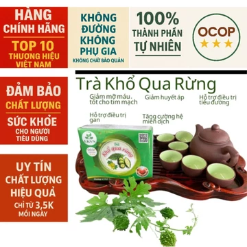 Trà Khổ Qua Rừng Túi Lọc – 100% Tự Nhiên, Không Đường, OCOP 3 Sao – Hộp 20 Gói