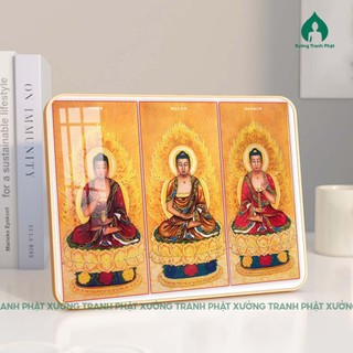 Tam Thế Phật Tranh tráng gương nhiễu mẫu cao cấp siêu bóng
