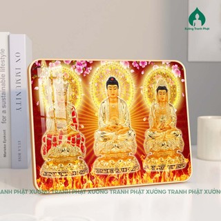 Tam Thế Phật Tranh tráng gương nhiễu mẫu cao cấp siêu bóng