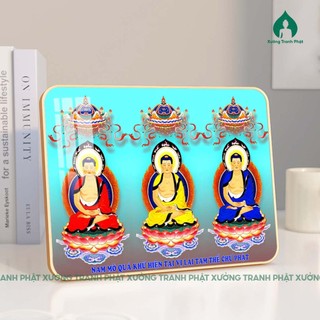 Tam Thế Phật Tranh tráng gương nhiễu mẫu cao cấp siêu bóng