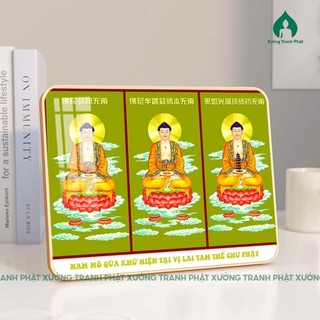 Tam Thế Phật Tranh tráng gương nhiễu mẫu cao cấp siêu bóng