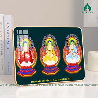 Tam Thế Phật Tranh tráng gương nhiễu mẫu cao cấp siêu bóng