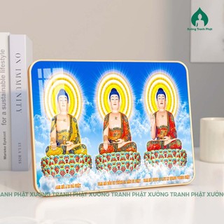 Tam Thế Phật Tranh tráng gương nhiễu mẫu cao cấp siêu bóng