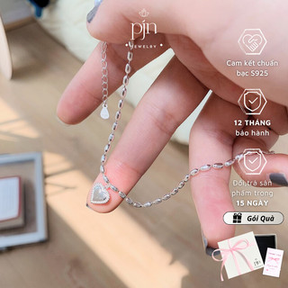 Vòng Tay Bạc Nữ PJN Kiểu Hàn Quốc Charm Trái Tim Vintage Nhẹ Nhàng Xinh Xắn - Phong Cách Nhẹ Nhàng, Tinh Tế VT33