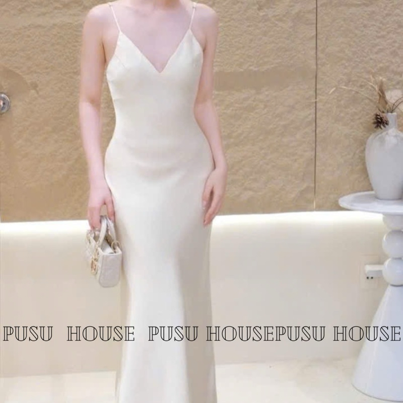 Đầm dự tiệc lụa 2s đuôi cá kèm choàng voan sang trọng quyến rũ siêu xinh- PUSU HOUSE