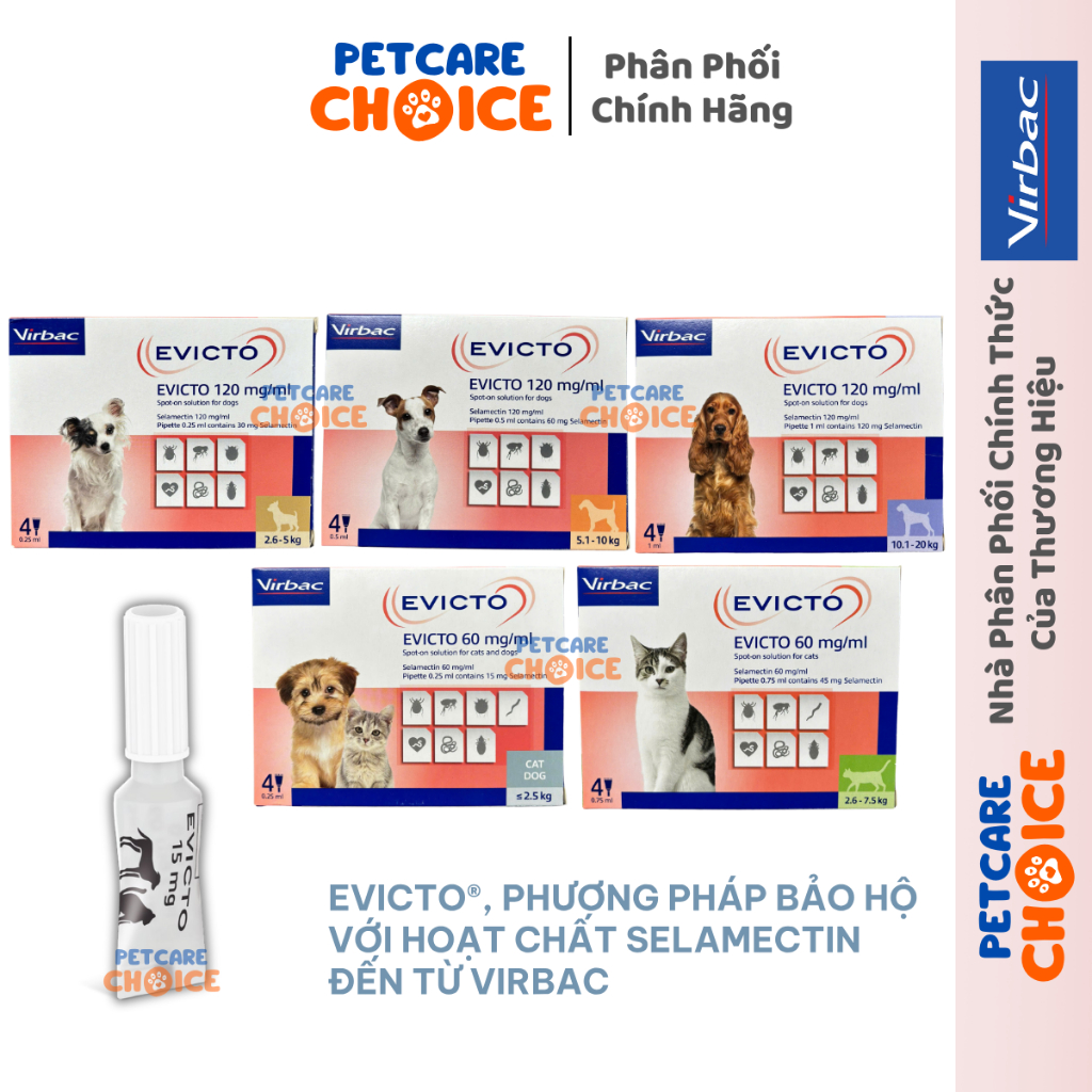 [1 Tuýp] Virbac EVICTO Nhỏ Gáy Phòng và Tri Nội Ngoại Ký Sinh Cho Chó ...