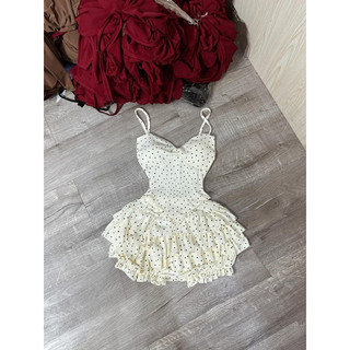 Sét 2 món áo cúp v lửng + chân váy bí tầng cute  ( video shop quay )