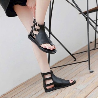 ⚛️⚛️⚛️Giày boot xỏ ngón đế bệt cao 2cm phối khóa thời trang de mềm đi êm siêu hót- Bốt nữ