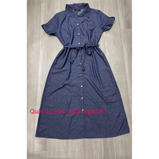 Đầm Jean Denim dáng rộng chữ A xuất dư N4if