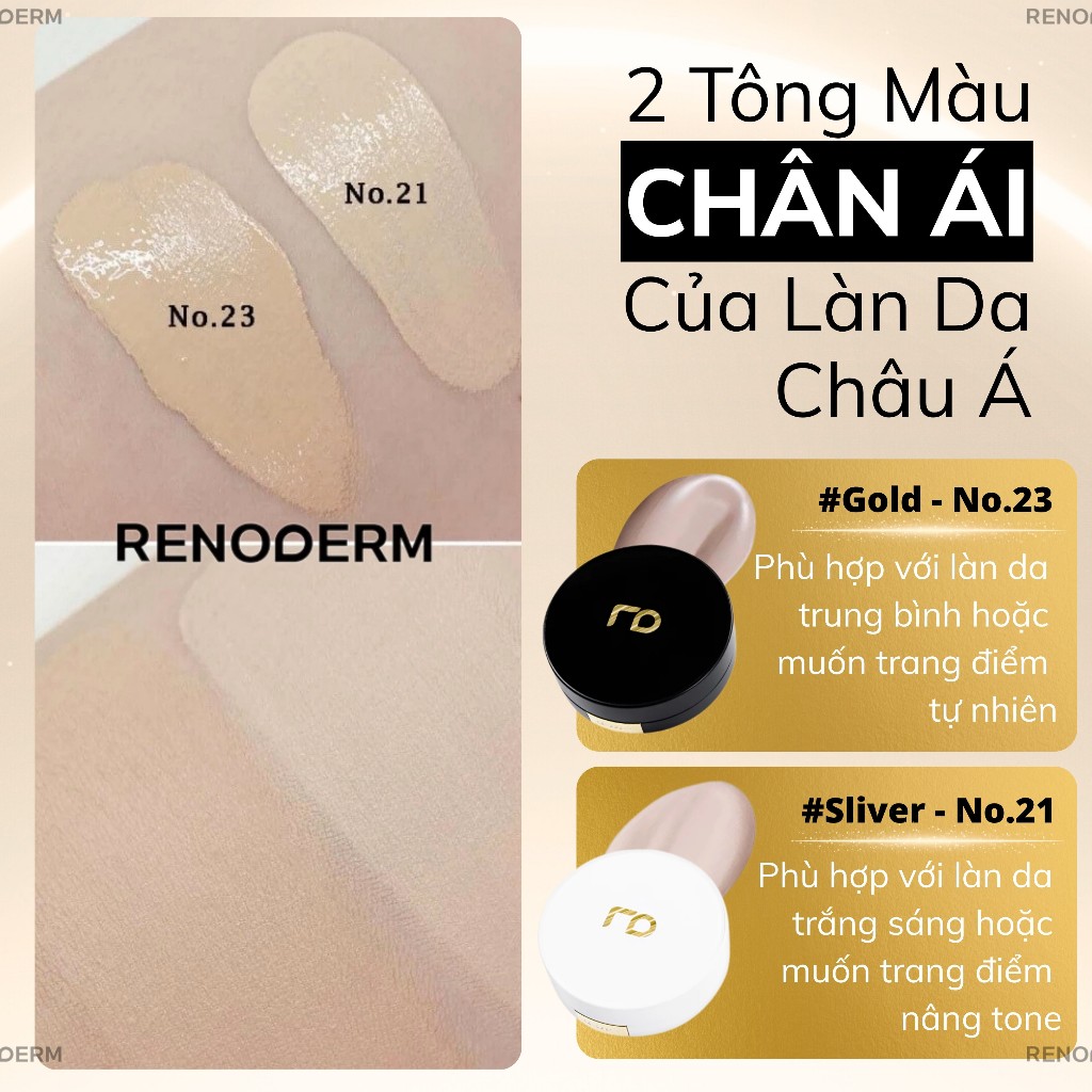 [MALL HÃNG] Phấn nước Cushion RenoDerm DAY LONG BB CREAM GOLD 23/GLOW 21 Chống Nắng SPF37/PA++ | BigBuy360 - bigbuy360.vn