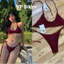 Bikini 2 mảnh áo bản ngang quần ship màu mận( sẵn hàng)