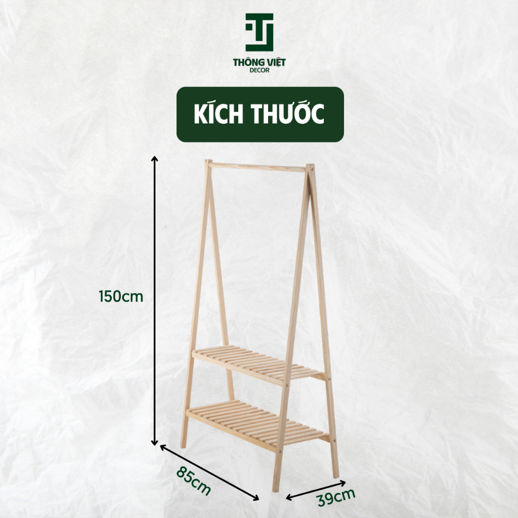 [TV-K010]Kệ Treo Quần Áo Chữ A Gỗ Tự Nhiên, Giá Treo Đồ Kiêm Kệ Để Giày 2 Tầng Phong Cách Hiện Đại