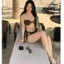 Bikini 2 mảnh đi biển màu nâu khoen phụ kiện ( che tên)